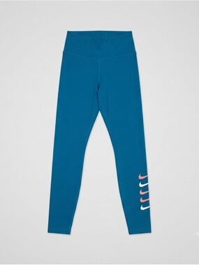 Nike Girls Teal Leggings with Pink & White Swoosh Stack